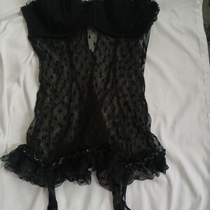 Victoria's Secret Sheer Black Lace Chemise